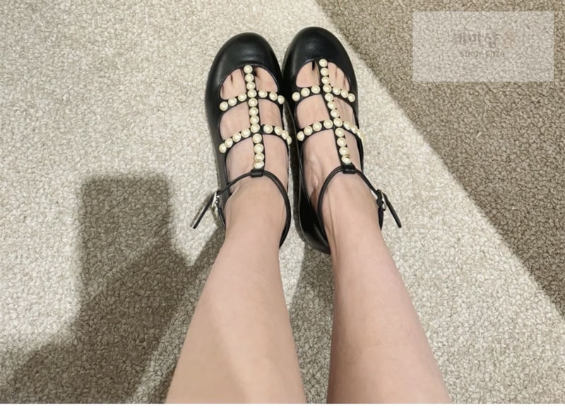 샤넬 샤넬 카프스킨 진주 스트랩 메리제인 구두 신발 1번 이미지