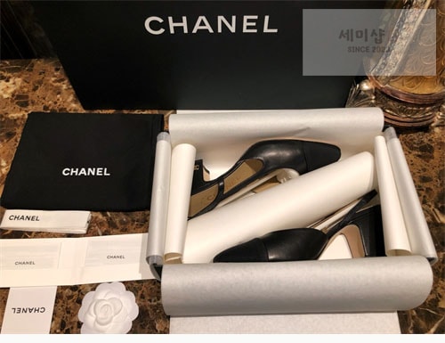C H A N E L 샤넬 투톤 슬링백 7cm 신발 9번 이미지