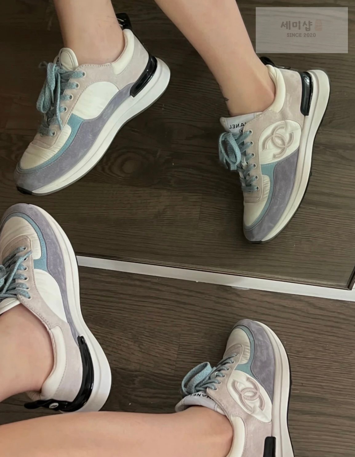 C H A N E L 샤넬 22P CC로고 패브릭 스웨이드 카프스킨 스니커즈 “35SIZE – 40SIZE” 신발 2번 이미지