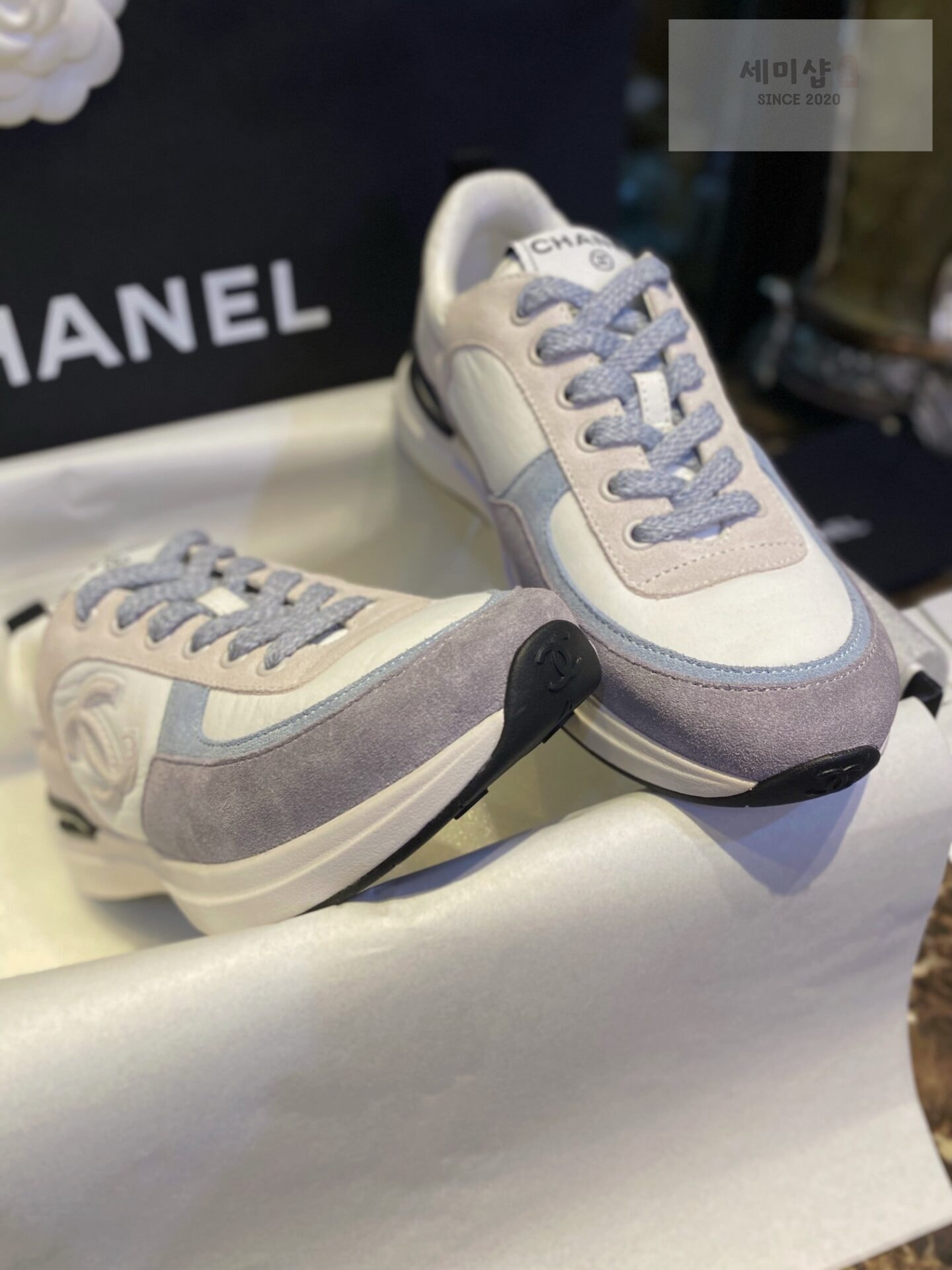 C H A N E L 샤넬 22P CC로고 패브릭 스웨이드 카프스킨 스니커즈 “35SIZE – 40SIZE” 신발 5번 이미지
