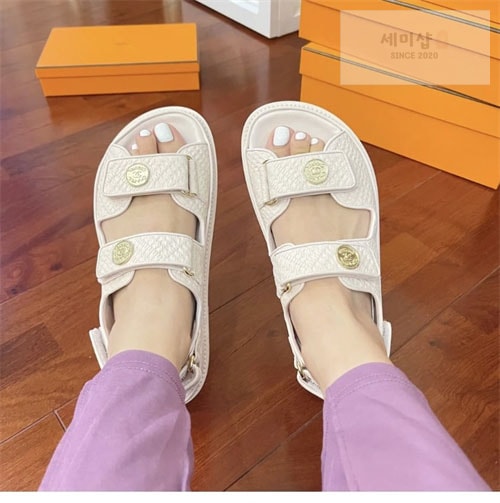 C H A N E L 샤넬 22P CC 벨크로 스트랩 샌들 핑크 신발 2번 이미지