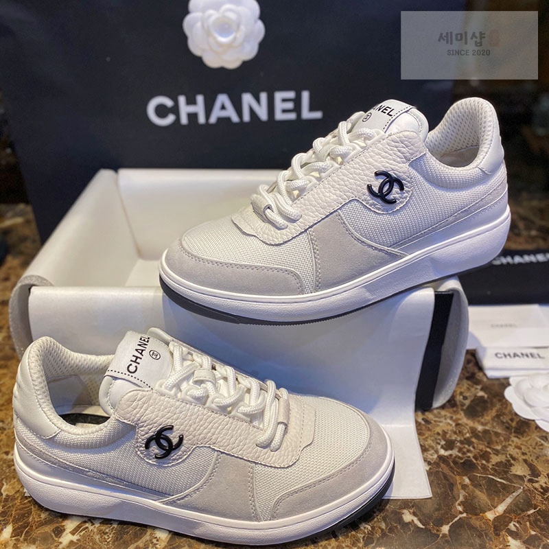C H A N E L 샤넬 22p CC 메쉬 패브릭 레더 스니커즈 신발 1번 이미지