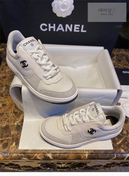 C H A N E L 샤넬 22p CC 메쉬 패브릭 레더 스니커즈 신발 5번 이미지