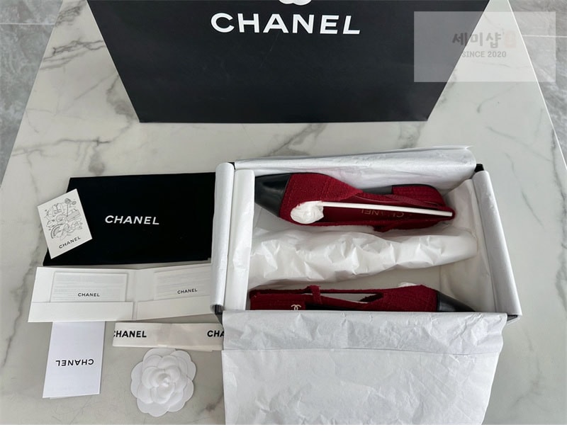C H A N E L 샤넬 23k 트위드 슬링백 플랫 슈즈 신발 2번 이미지