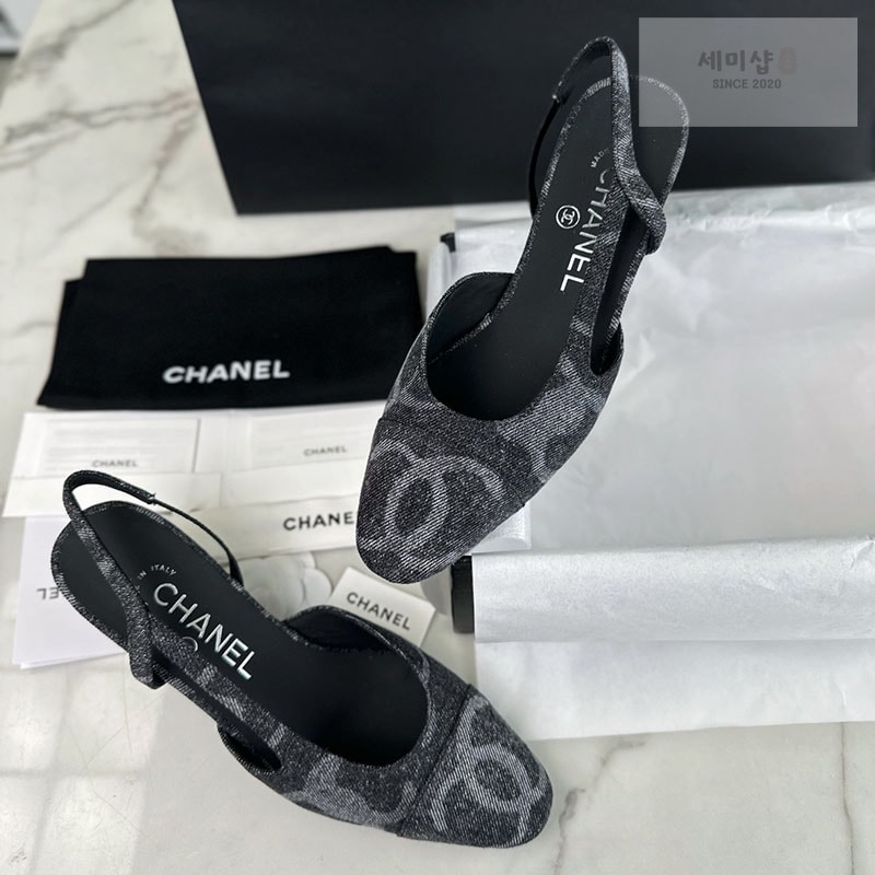 C H A N E L 샤넬 24K 데님 트위드 슬링백 신발 1번 이미지