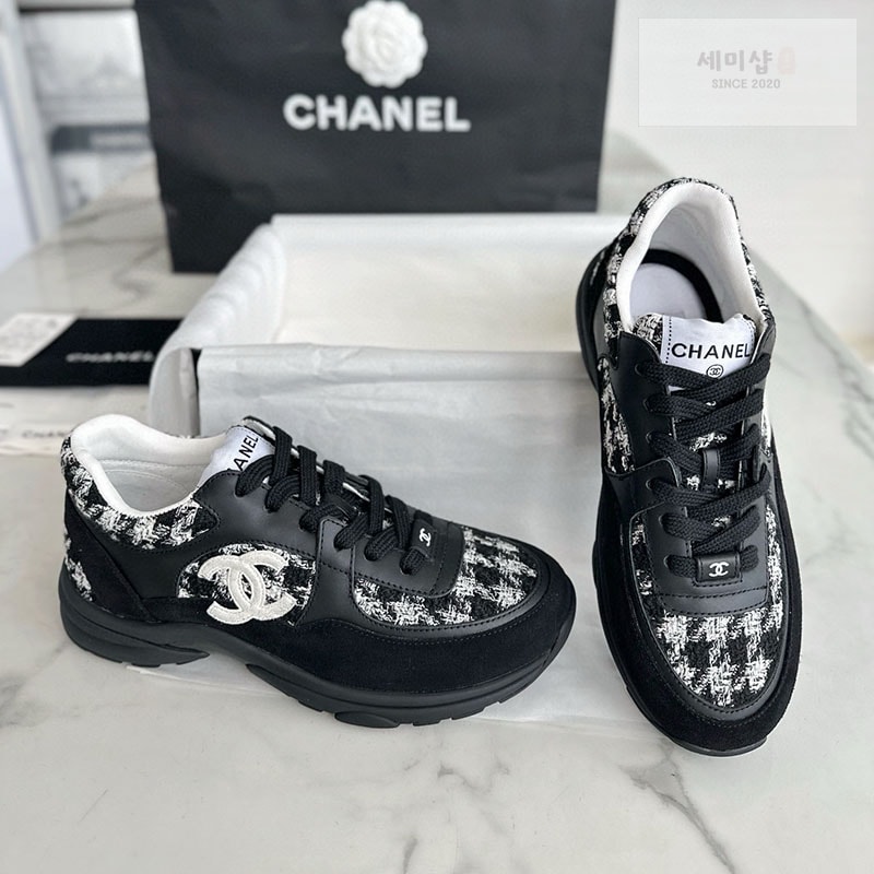 C H A N E L 샤넬 24P CC로고 트위드 스니커즈 신발 1번 이미지