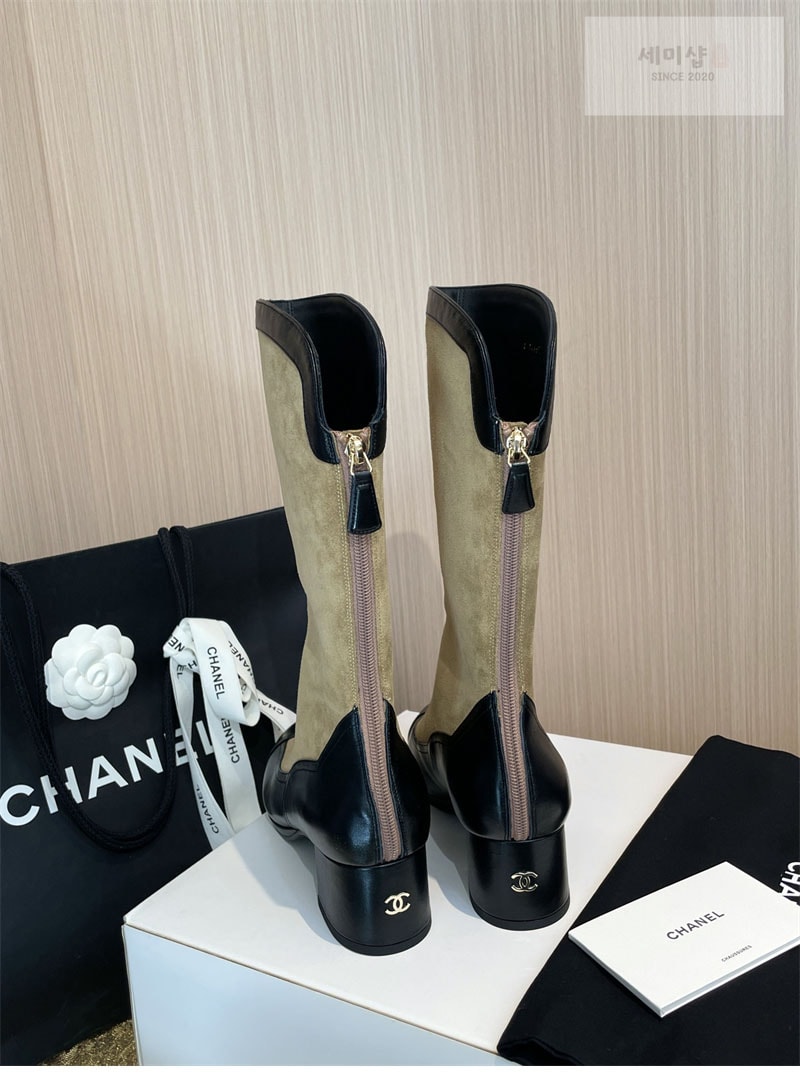 C H A N E L 샤넬 25A 스웨이드 카프스킨 하이 부츠 브라운 신발 11번 이미지