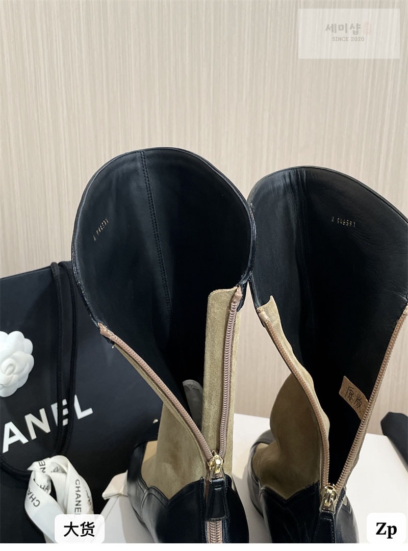C H A N E L 샤넬 25A 스웨이드 카프스킨 하이 부츠 브라운 신발 13번 이미지
