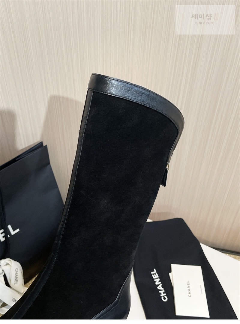 C H A N E L 샤넬 25A 스웨이드 카프스킨 하이 부츠 브라운 신발 19번 이미지
