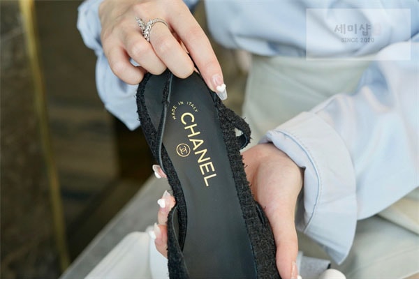 C H A N E L 샤넬 25A 트위드 슬링백 신발 10번 이미지