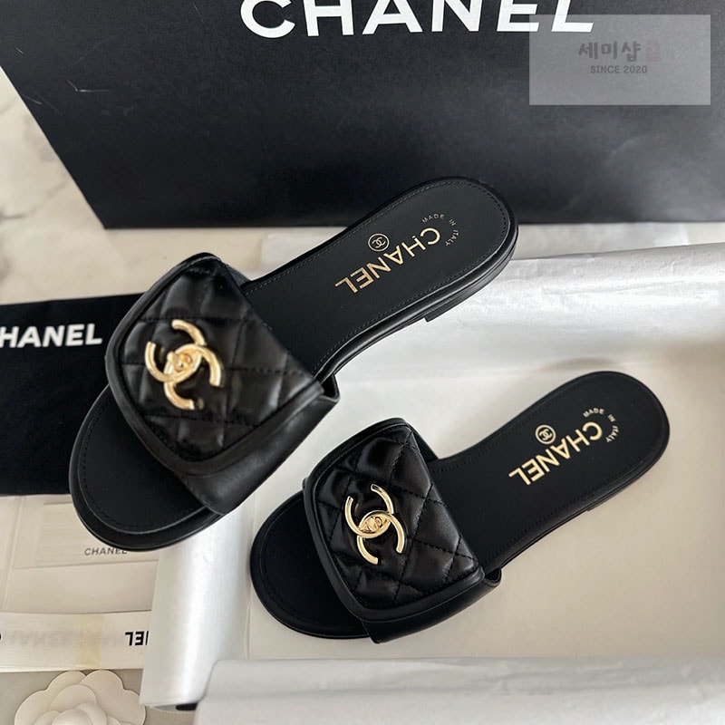 C H A N E L 샤넬 25A CC로고 퀼팅 뮬 슬리퍼 신발 2번 이미지