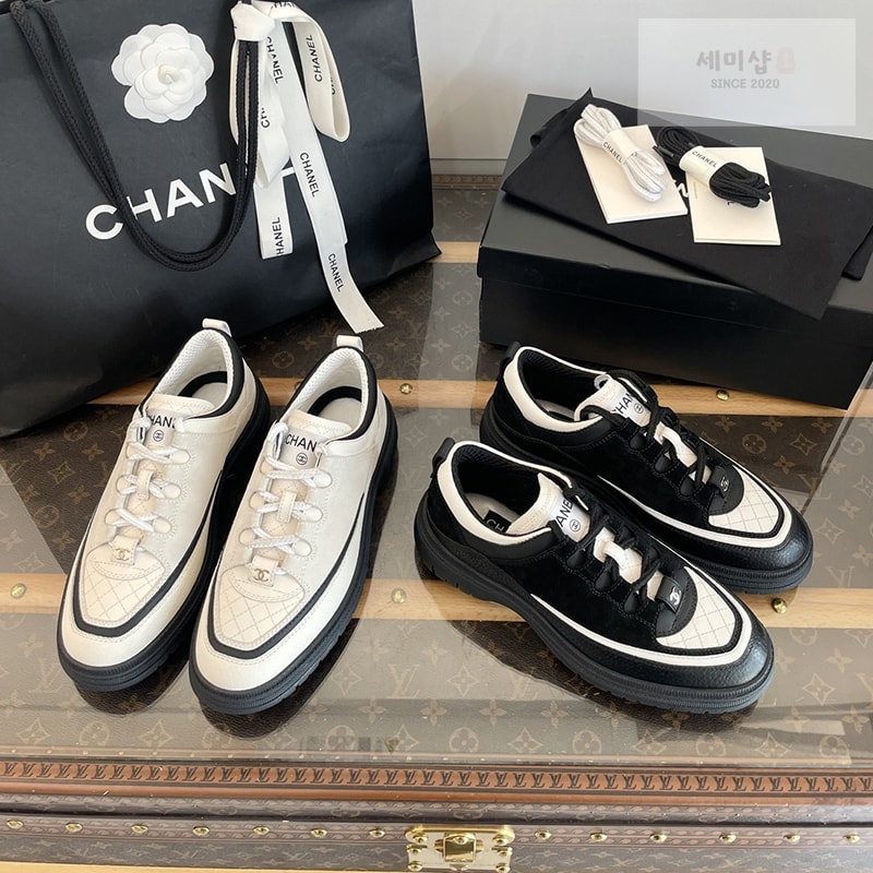 C H A N E L 샤넬 25B 퀼팅 스니커즈 블랙 신발 1번 이미지