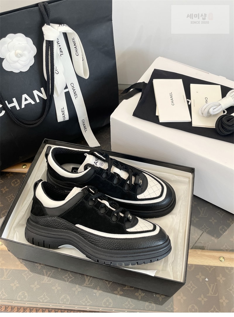C H A N E L 샤넬 25B 퀼팅 스니커즈 블랙 신발 9번 이미지