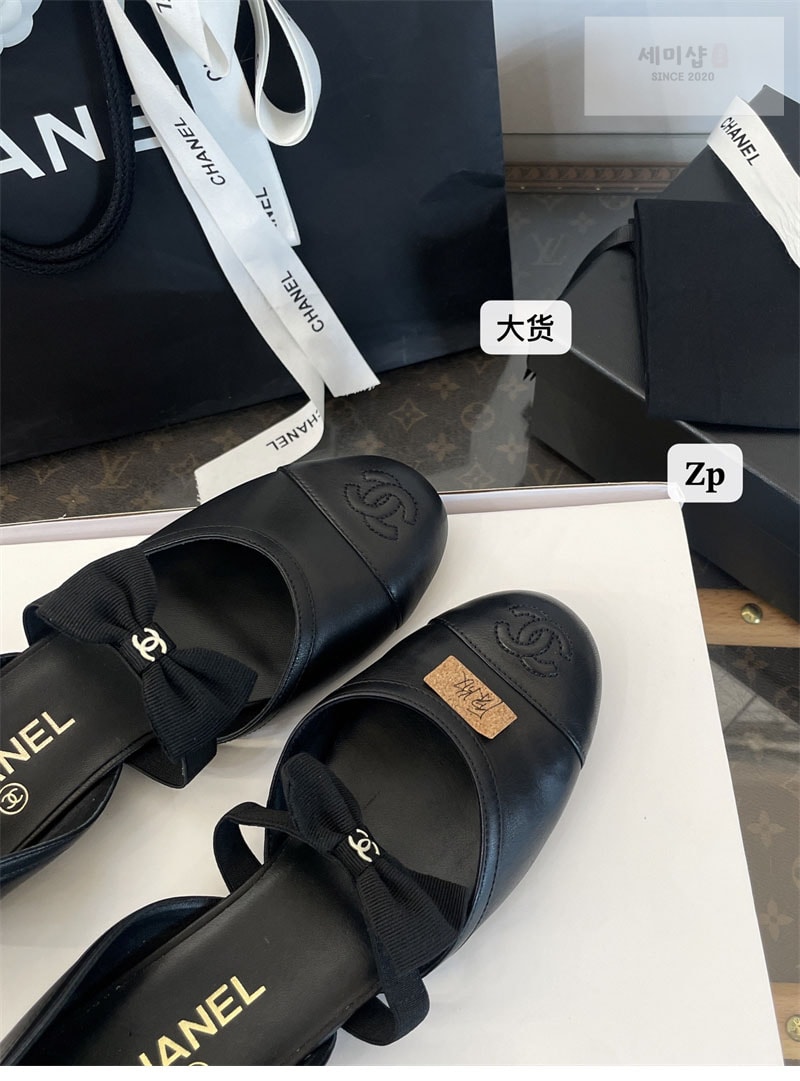 C H A N E L 샤넬 25B CC로고 리본 메리 제인 슈즈 램스킨 블랙 신발 12번 이미지