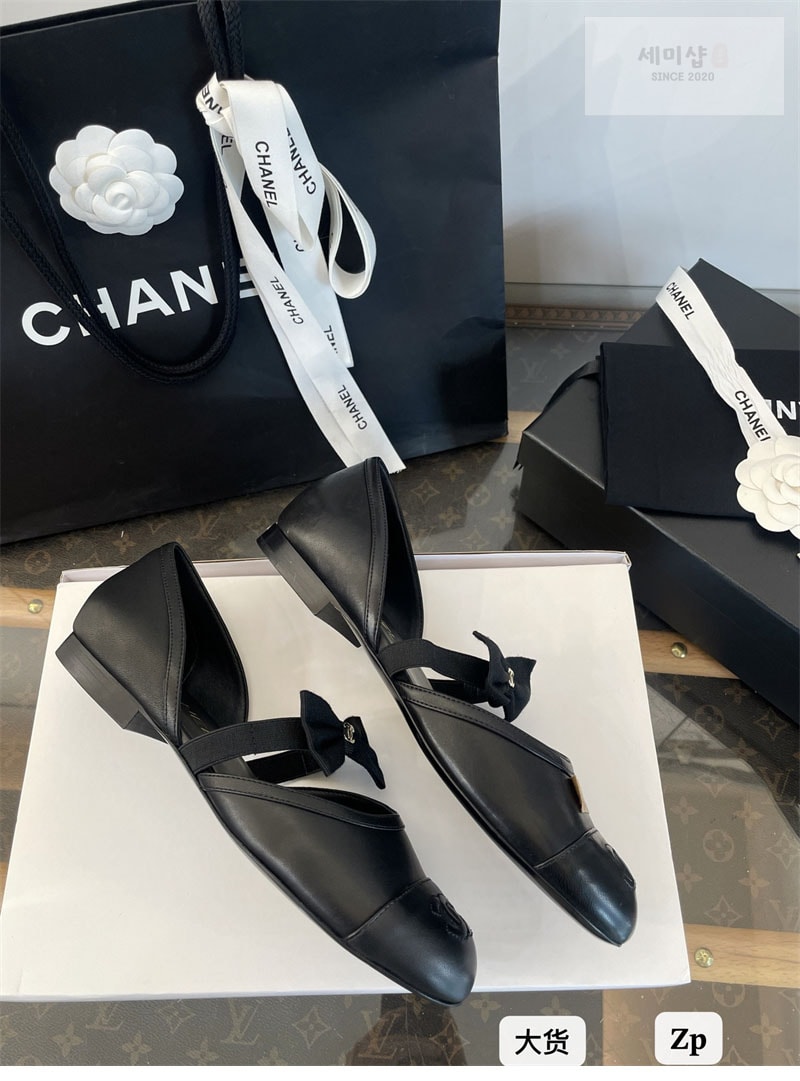 C H A N E L 샤넬 25B CC로고 리본 메리 제인 슈즈 램스킨 블랙 신발 15번 이미지