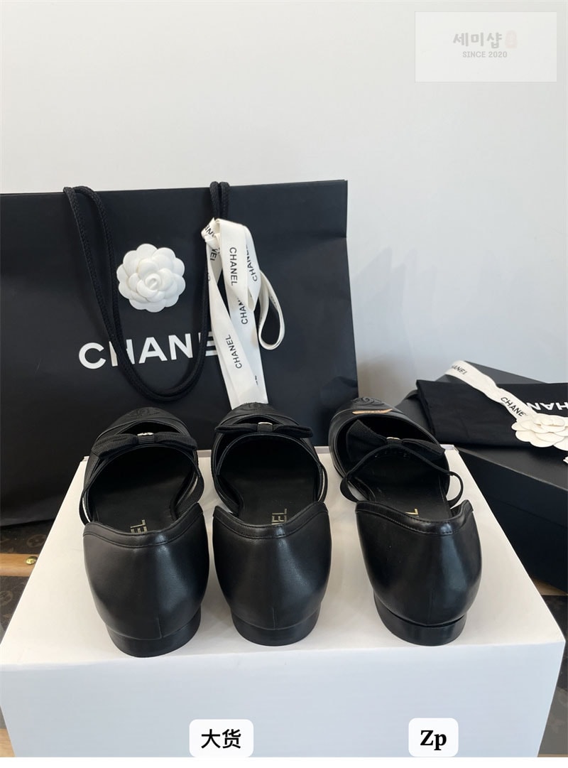 C H A N E L 샤넬 25B CC로고 리본 메리 제인 슈즈 램스킨 블랙 신발 17번 이미지