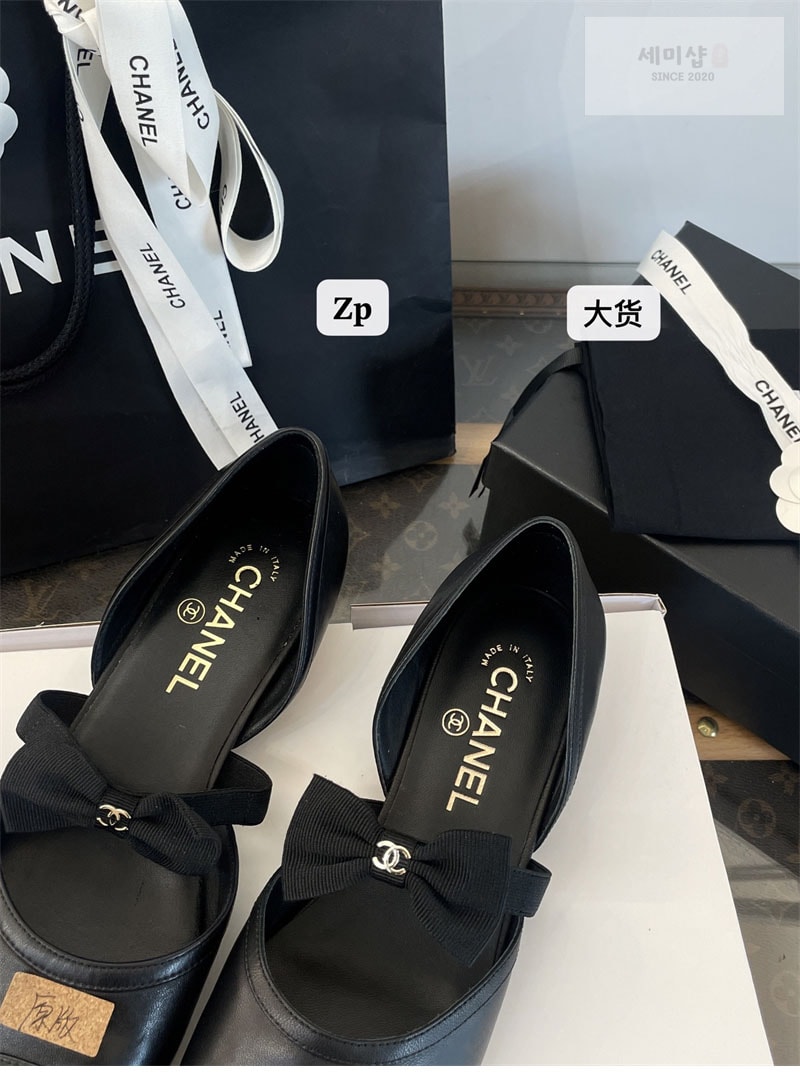 C H A N E L 샤넬 25B CC로고 리본 메리 제인 슈즈 램스킨 블랙 신발 18번 이미지