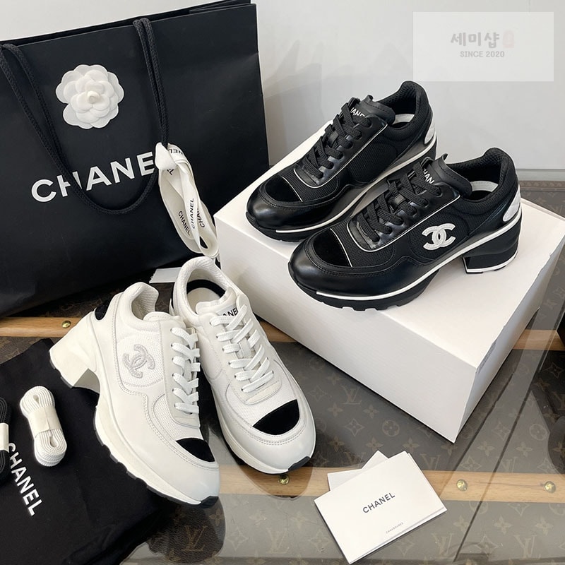 C H A N E L 샤넬 25K 믹스드 파이버 스니커즈 블랙 신발 1번 이미지