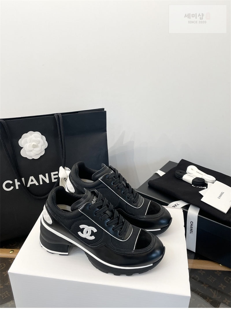 C H A N E L 샤넬 25K 믹스드 파이버 스니커즈 블랙 신발 3번 이미지