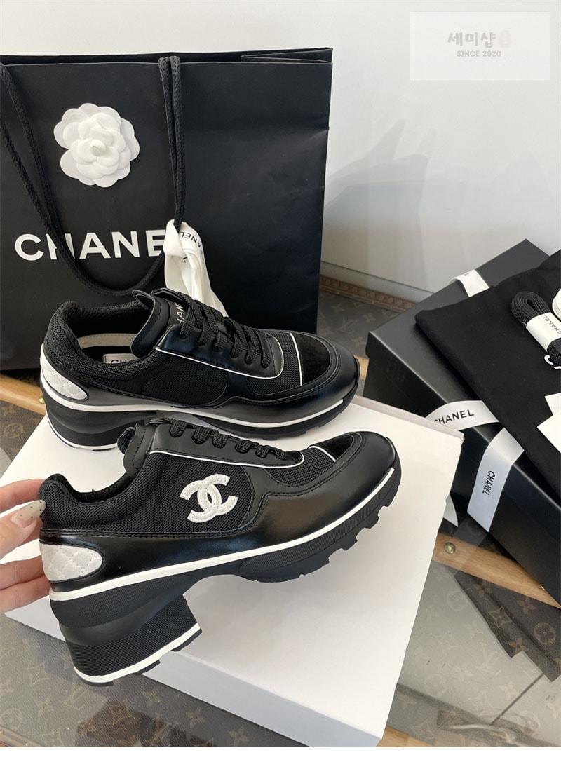 C H A N E L 샤넬 25K 믹스드 파이버 스니커즈 블랙 신발 4번 이미지