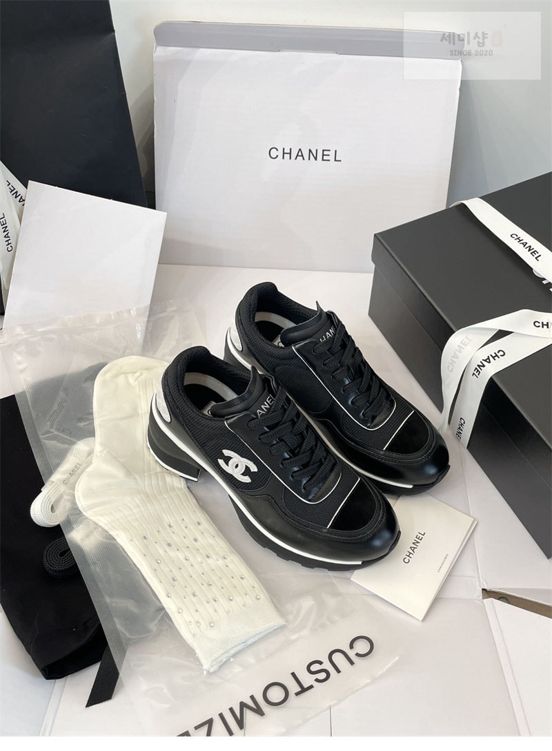 C H A N E L 샤넬 25K 믹스드 파이버 스니커즈 블랙 신발 5번 이미지