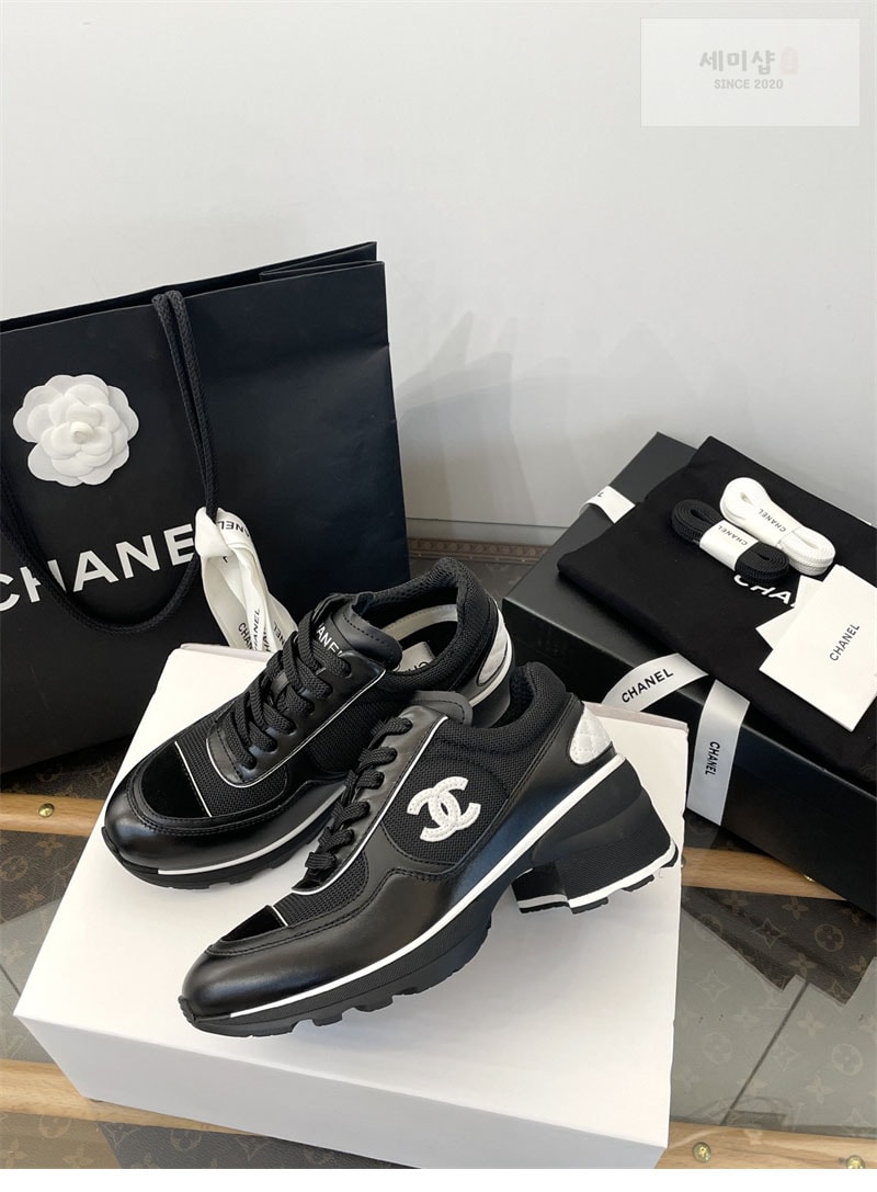 C H A N E L 샤넬 25K 믹스드 파이버 스니커즈 블랙 신발 20번 이미지