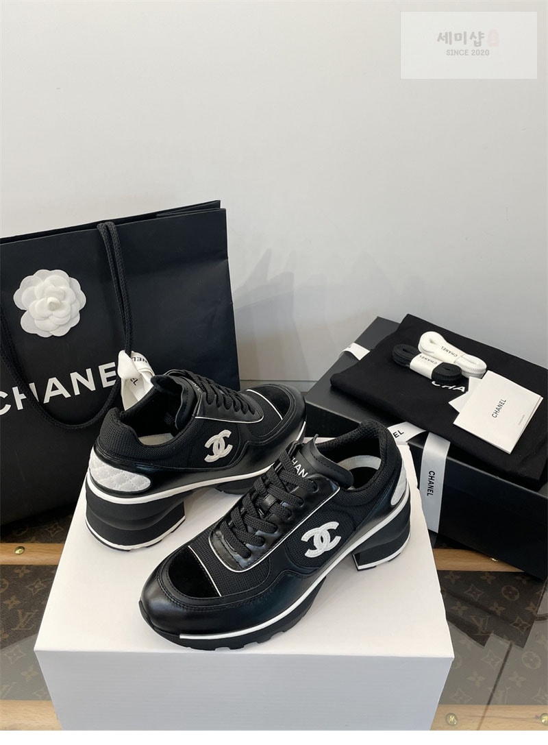 C H A N E L 샤넬 25K 믹스드 파이버 스니커즈 블랙 신발 7번 이미지