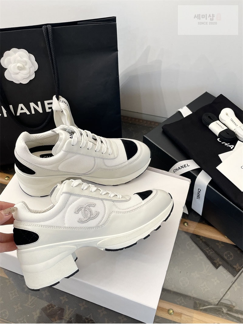 C H A N E L 샤넬 25K 믹스드 파이버 스니커즈 블랙 신발 8번 이미지