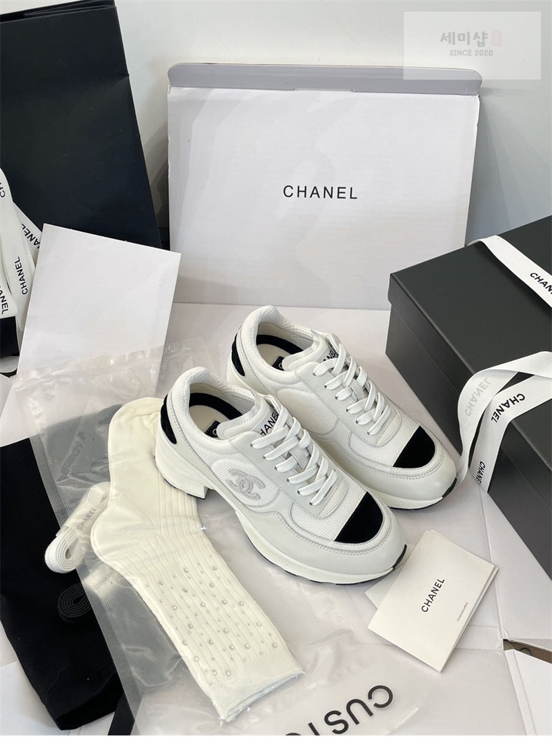 C H A N E L 샤넬 25K 믹스드 파이버 스니커즈 블랙 신발 9번 이미지