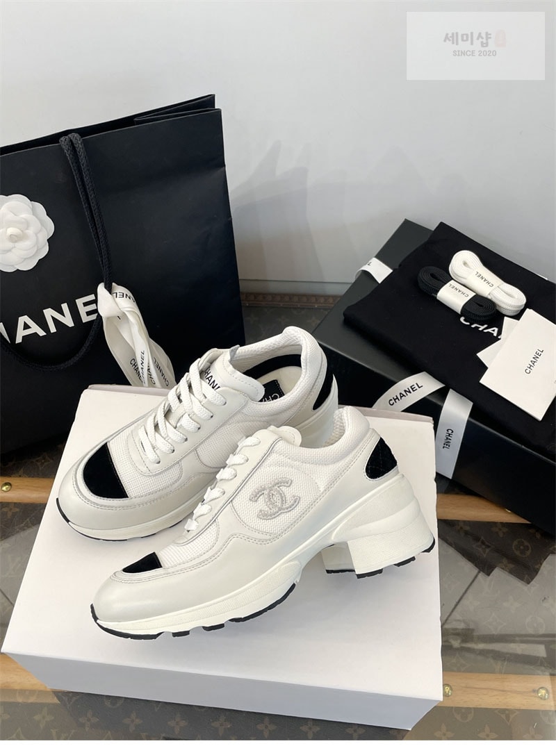 C H A N E L 샤넬 25K 믹스드 파이버 스니커즈 블랙 신발 10번 이미지