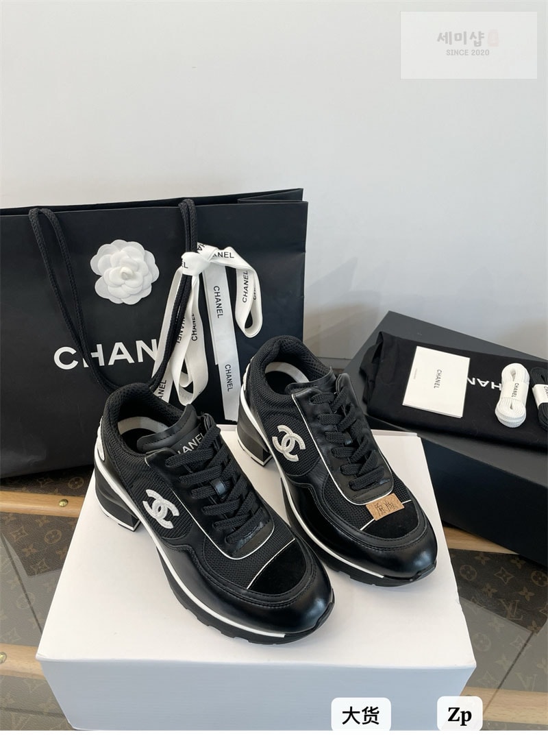 C H A N E L 샤넬 25K 믹스드 파이버 스니커즈 블랙 신발 12번 이미지