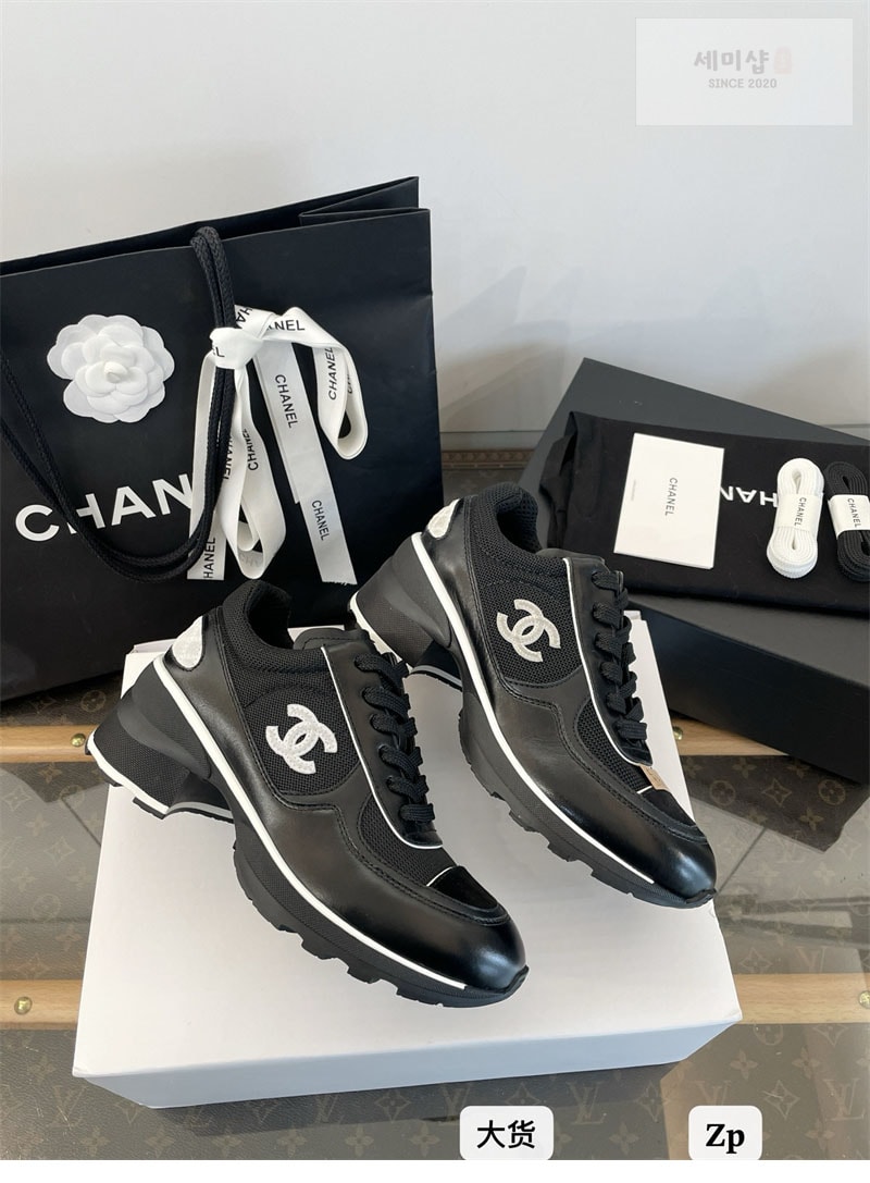 C H A N E L 샤넬 25K 믹스드 파이버 스니커즈 블랙 신발 13번 이미지