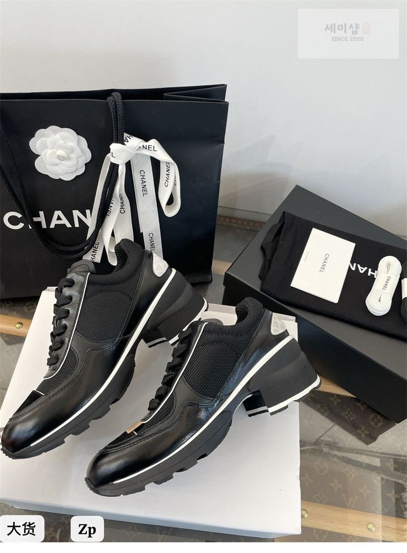 C H A N E L 샤넬 25K 믹스드 파이버 스니커즈 블랙 신발 14번 이미지