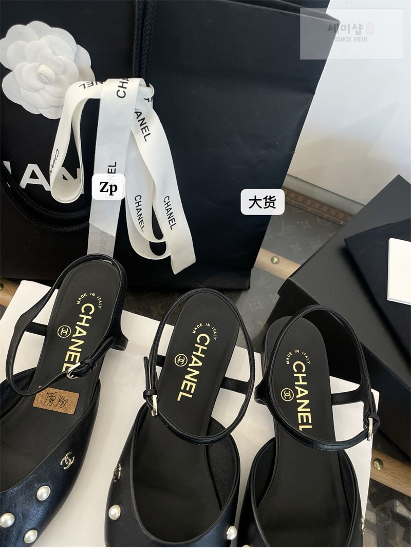 샤넬 샤넬 25K 진주 장식 슬링백 플랫 슈즈 신발 20번 이미지
