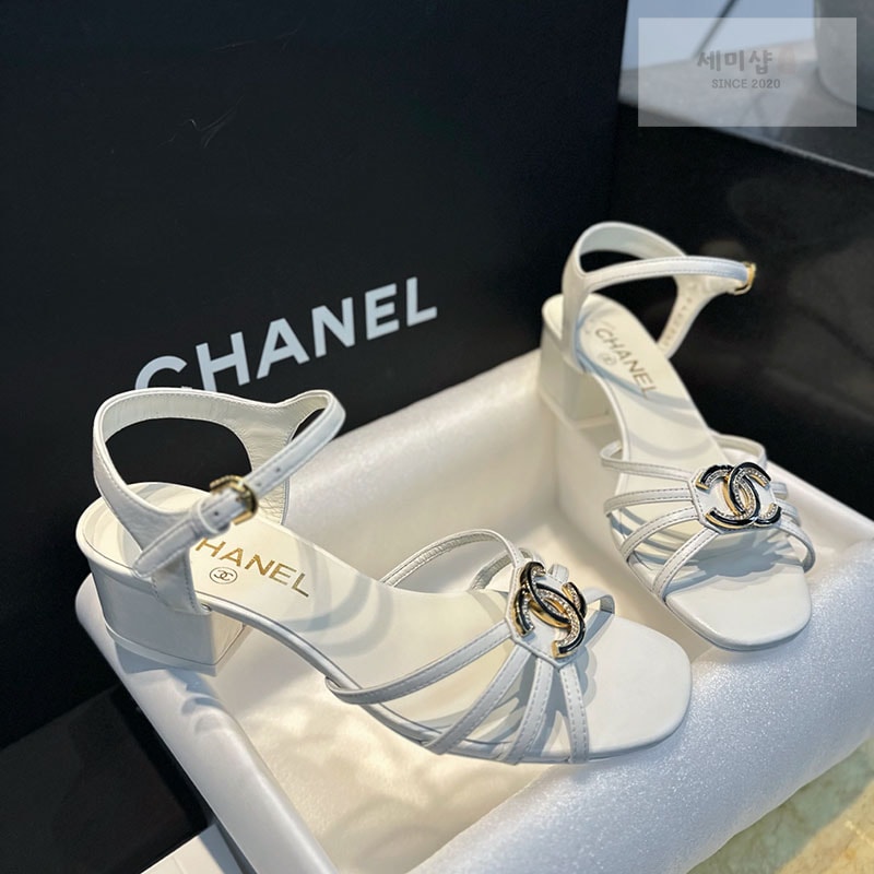C H A N E L 샤넬 25P 미드힐 램스킨 샌들 신발 1번 이미지