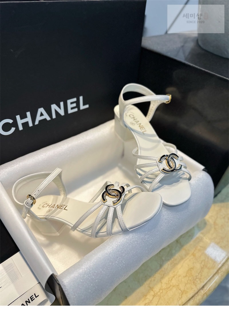 C H A N E L 샤넬 25P 미드힐 램스킨 샌들 신발 4번 이미지