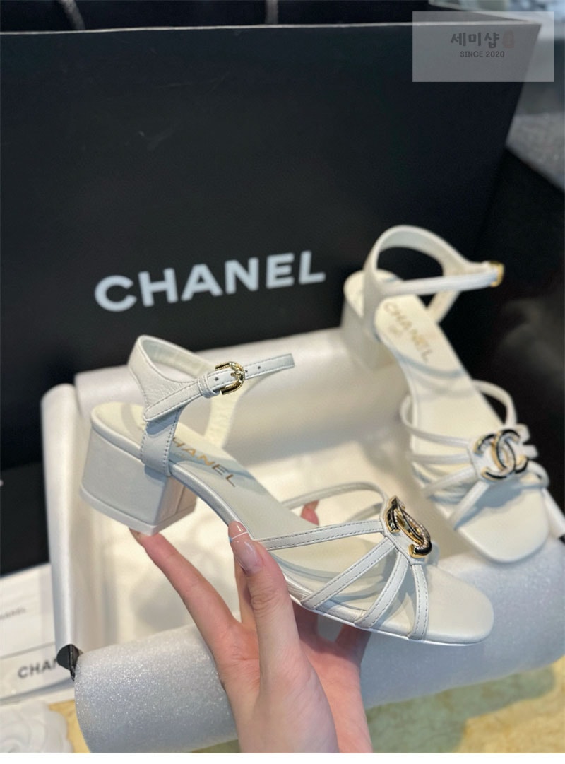 C H A N E L 샤넬 25P 미드힐 램스킨 샌들 신발 19번 이미지