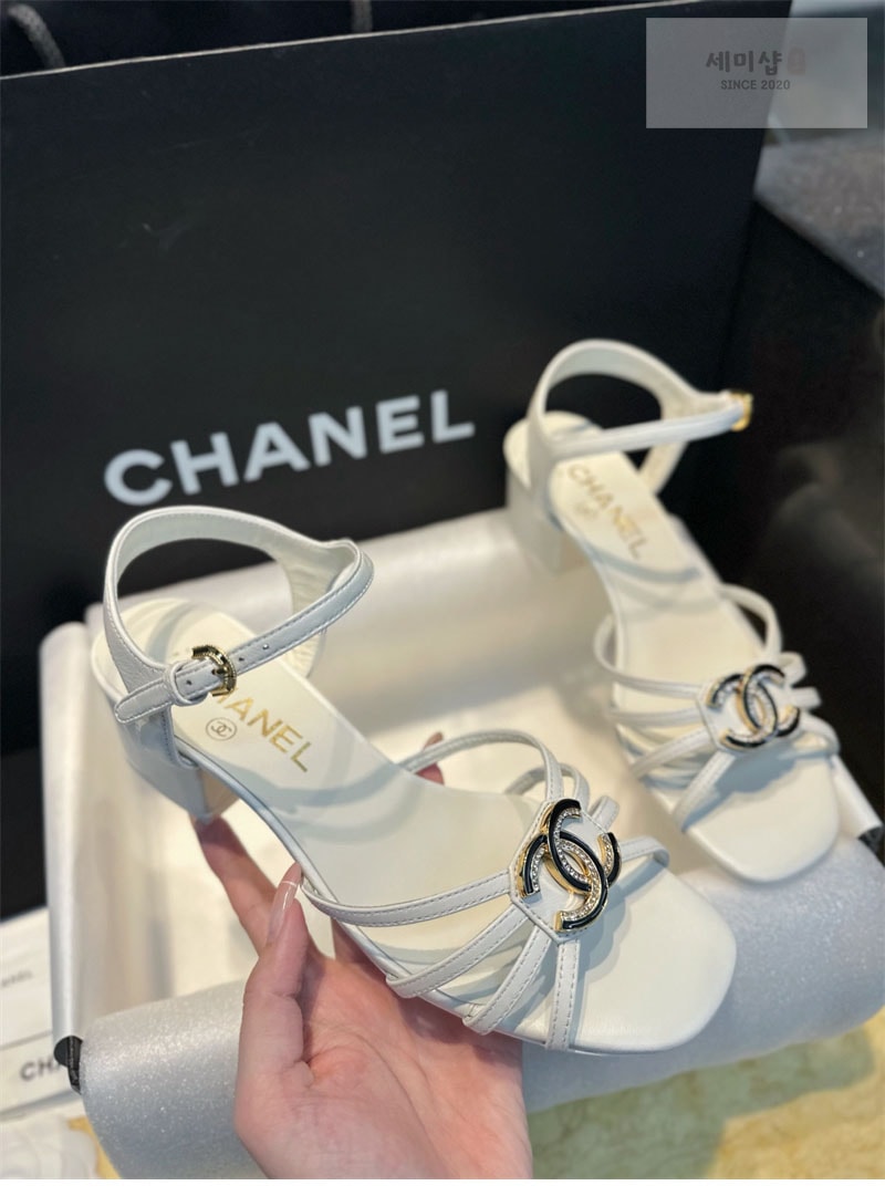 C H A N E L 샤넬 25P 미드힐 램스킨 샌들 신발 9번 이미지