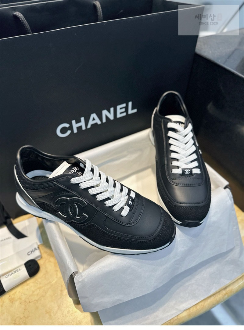 C H A N E L 샤넬 25P CC로고 스니커즈 블랙/화이트 신발 7번 이미지