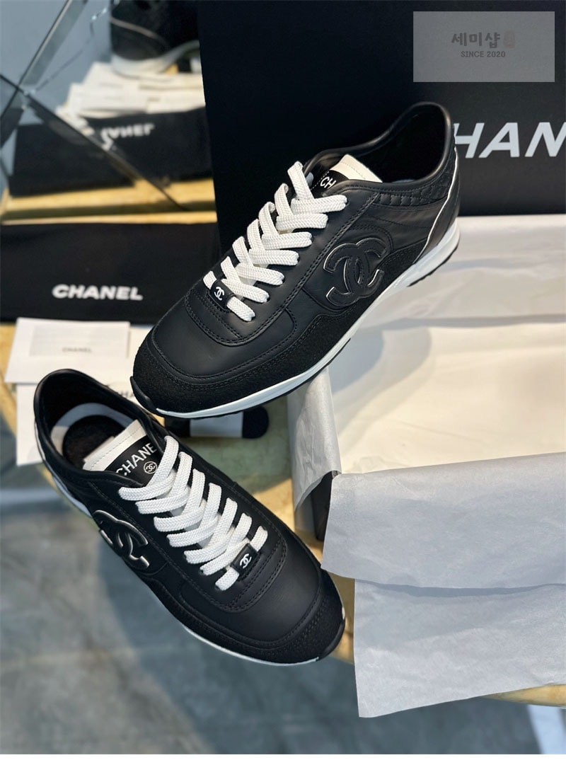 C H A N E L 샤넬 25P CC로고 스니커즈 블랙/화이트 신발 12번 이미지