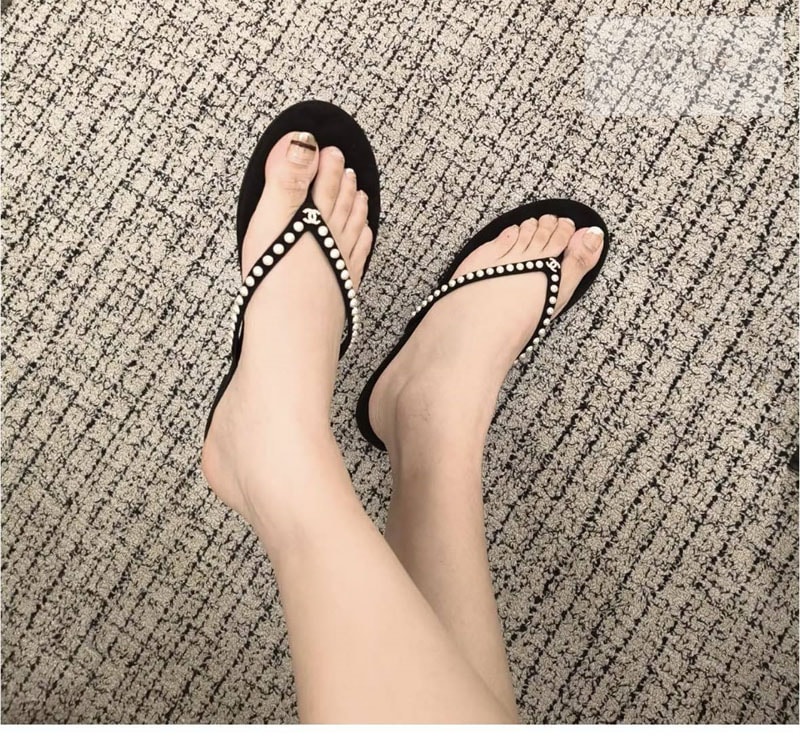 C H A N E L 샤넬 25c CC로고 진주 벨벳 뮬 플립플랍 쪼리 슬리퍼 신발 2번 이미지