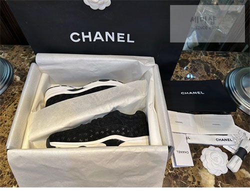 C H A N E L 샤넬 CC로고 믹스드파이브 스니커즈 블랙 신발 3번 이미지