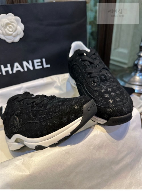 C H A N E L 샤넬 CC로고 믹스드파이브 스니커즈 블랙 신발 16번 이미지