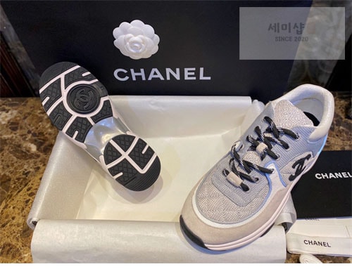 C H A N E L 샤넬 CC로고 패브릭 테니스 스니커즈 신발 19번 이미지