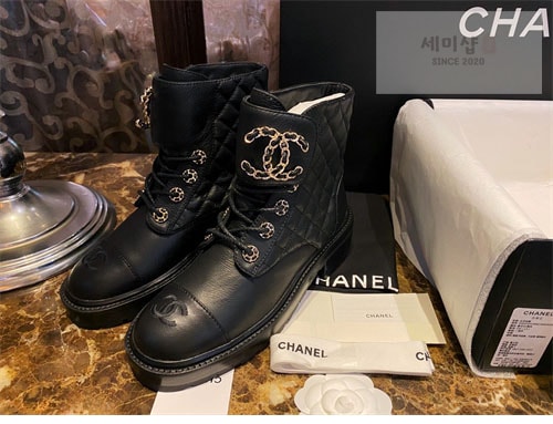 C H A N E L 샤넬 cc로고 퀄팅 레이스업 부츠 신발 8번 이미지