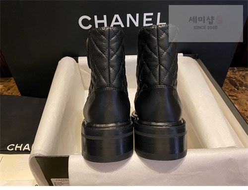 C H A N E L 샤넬 cc로고 퀄팅 레이스업 부츠 신발 9번 이미지