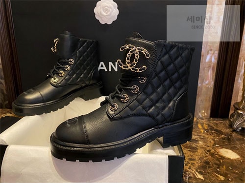 C H A N E L 샤넬 cc로고 퀄팅 레이스업 부츠 신발 10번 이미지