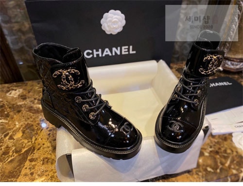 C H A N E L 샤넬 cc로고 퀄팅 레이스업 부츠 신발 10번 이미지