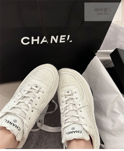 C H A N E L 샤넬 cc로고 트위드 스니커즈 신발 2번 이미지