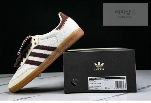 Adidas 아디다스x웨일즈보너 포니 토널 삼바 크림 화이트 미스테리 브라운 스니커즈 신발 22번 이미지